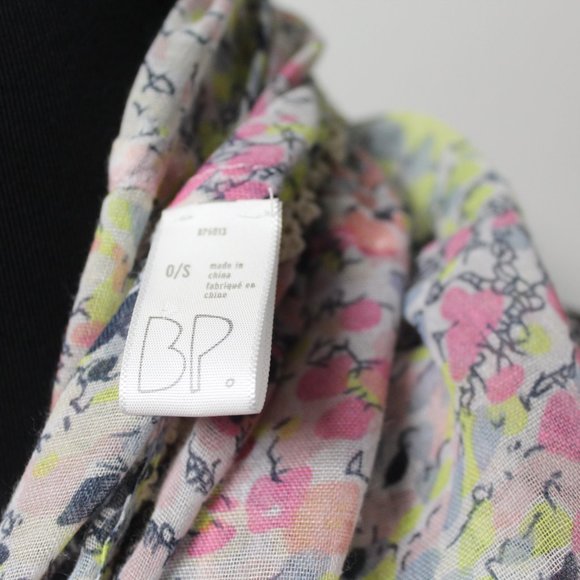 BP one size infinity scarf black pink yellow with fringe trim - Picture 2 of 5